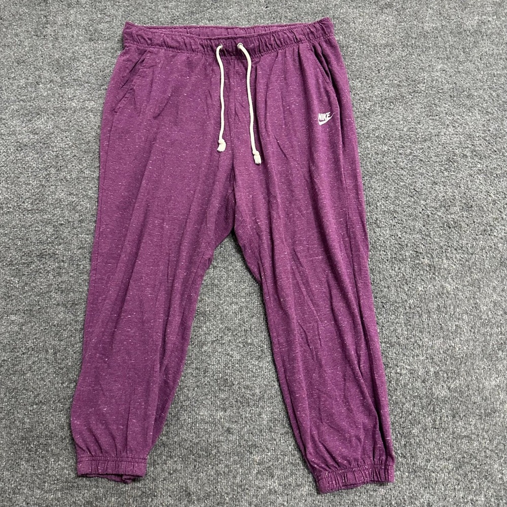 Nike Joggers Womens Size 1X Purple Heathered Cotton Blend Drawstring Sweatpants